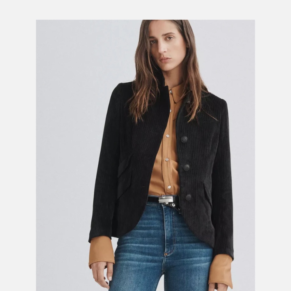 Rag & Bone Slade Blazer Black Corduroy‎ Fall Blazer Size 12